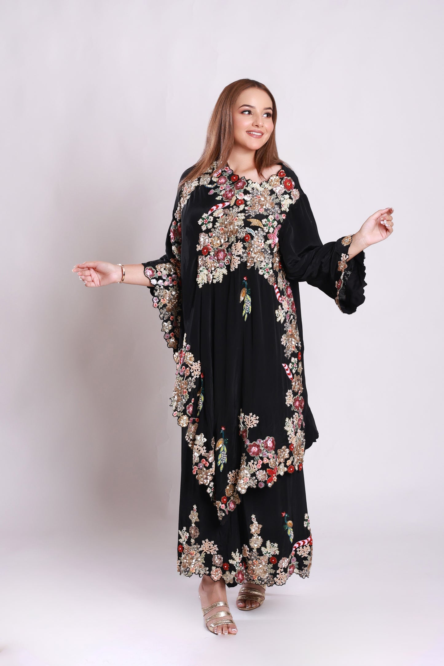 Black Kaftaan Sharara Set