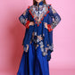 Royal Blue Embroidered Sharara Co-ord set