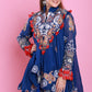 Royal Blue Embroidered Sharara Co-ord set