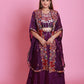 Purple Embroidered Cape Set