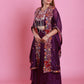 Purple Embroidered Cape Set