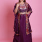 Purple Embroidered Cape Set