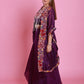 Purple Embroidered Cape Set