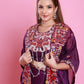 Purple Embroidered Cape Set