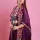 Purple Embroidered Cape Set