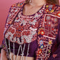 Purple Embroidered Cape Set