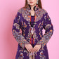 Purple Embroidered Jacket Set